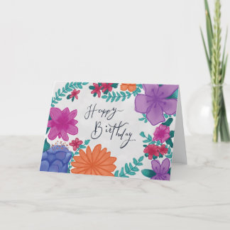 Floral Happy Birthday Thank You Card