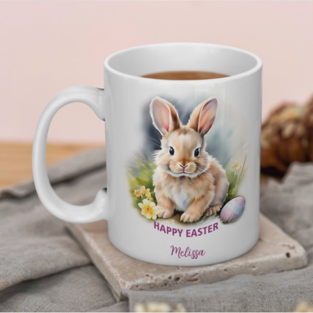 Floral Happy Easter Bunny With Egg Coffee Mug (Creator Uploaded)