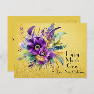 Floral Happy Mardi Gras from New Orleans Postcard