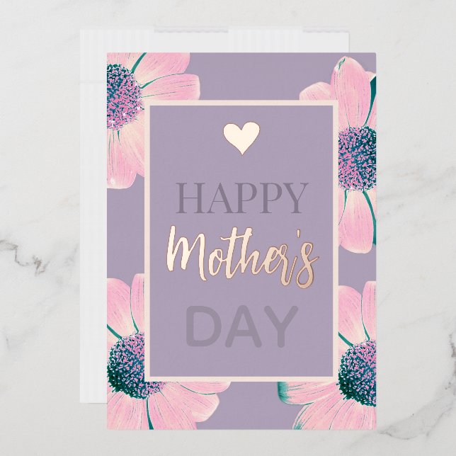 Floral Happy Mother’s Day  Foil Holiday Card (Envelope)