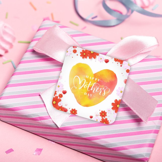 Floral Happy Mother's Day, Best Mum Ever Square Sticker (Creator Uploaded)