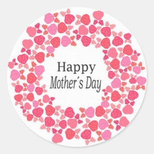 Floral Happy Mothers Day Classic Round Sticker