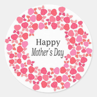 Floral Happy Mothers Day Classic Round Sticker