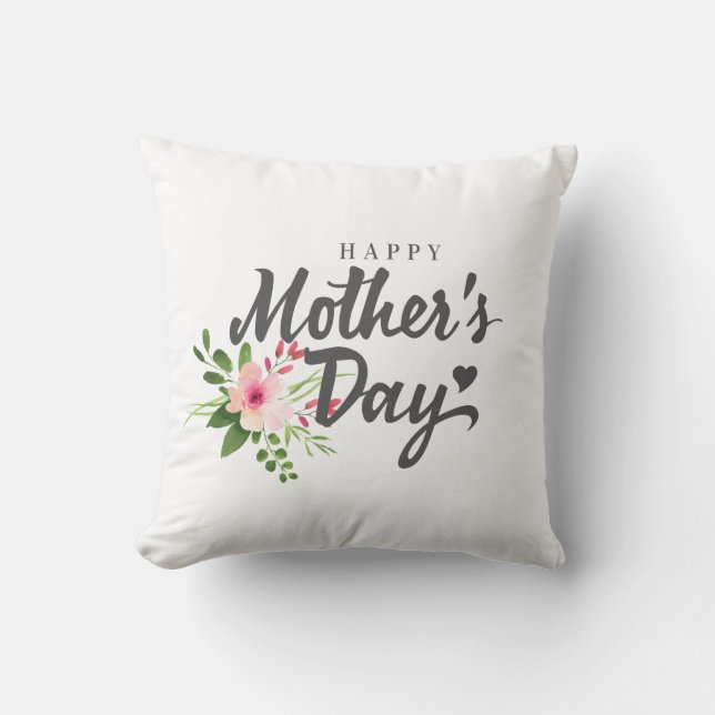 Floral Happy Mother's Day | Throw Pillow (Front)