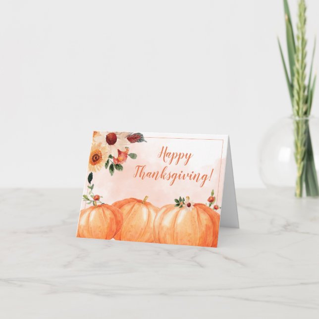 Floral Happy Thanksgiving Card (Front)