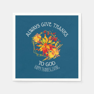 Floral HAPPY THANKSGIVING Christian Party Napkin