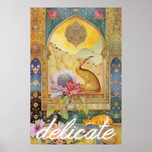 Floral Hare Art Poster Retro Animal Wall Decor (Front)