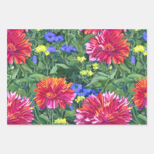 Floral Harmony: A Secession-Inspired Blossom Wrapping Paper Sheet (Front)