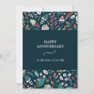 "Floral Harmony Anniversary Card" Invitation