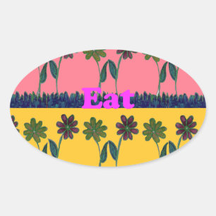 Floral Harmony, Baby Pink Bliss enchanting colours Oval Sticker