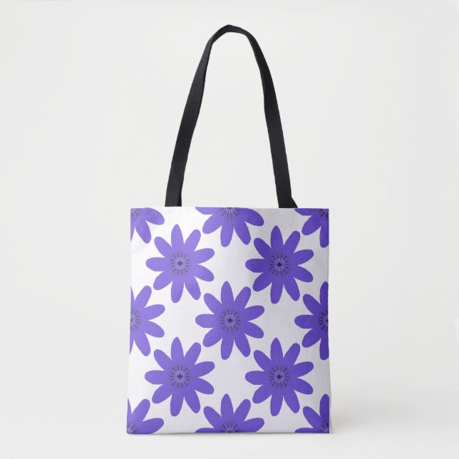 'Floral Harmony' Bold Purple Pattern Tote Bag (Front)