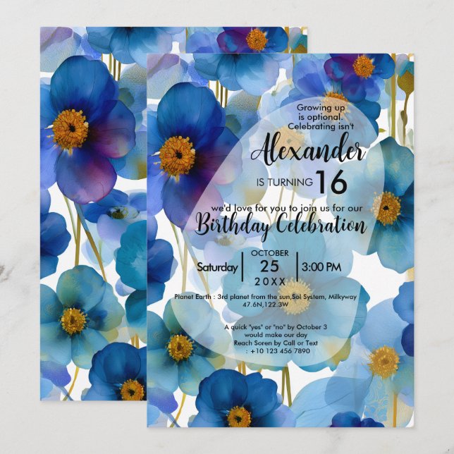 Floral Harmony | Colourful Flower Design Invitation (Front/Back)