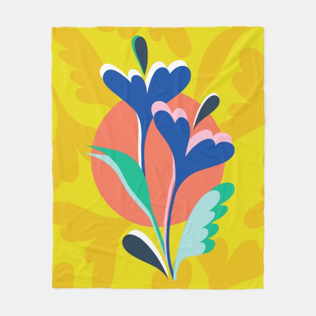 Floral Harmony Fleece Blanket (Front)