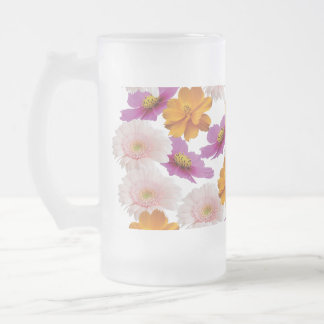 Floral Harmony Frosted Glass Beer Mug