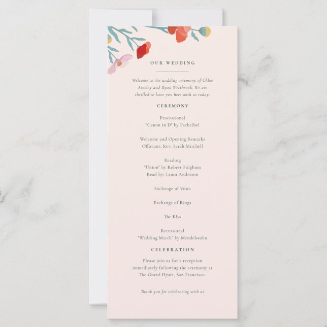 Floral Harmony Program (Front)