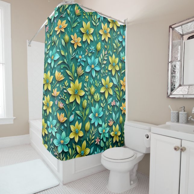 Floral Harmony Shower Curtain (In Situ)