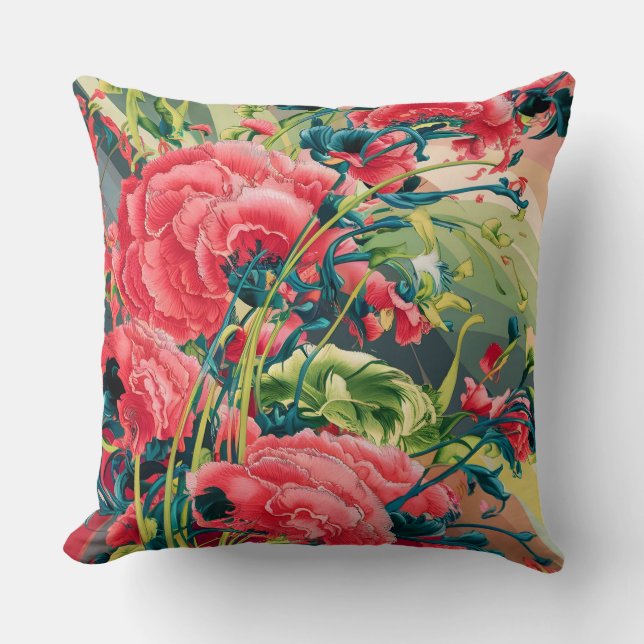 Floral Harmony: Ukiyo-e Inspired Bedding Set Cushion (Front)