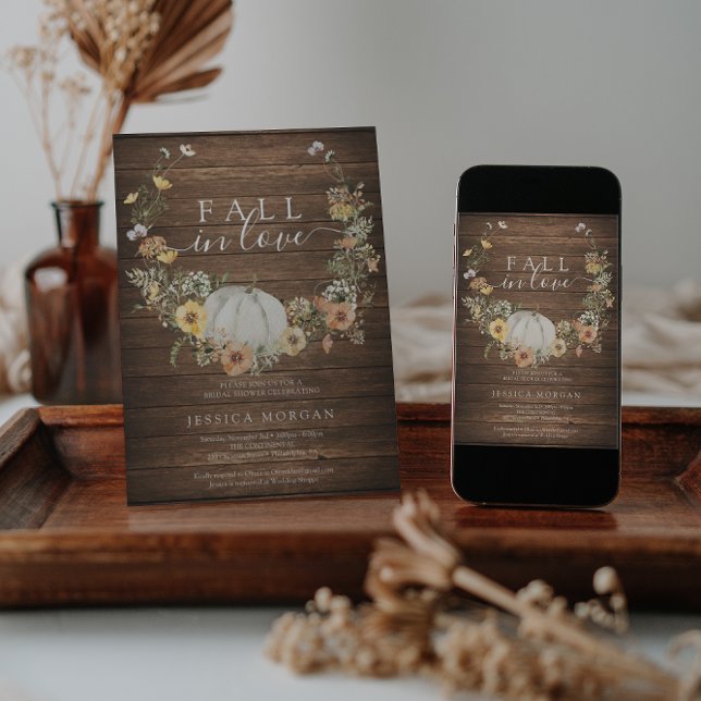 Floral Harvest Pumpkin Fall in Love Bridal Shower  Invitation (Creator Uploaded)