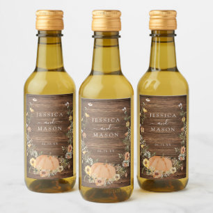 Floral Harvest Pumpkin Wedding Favour Wine Label
