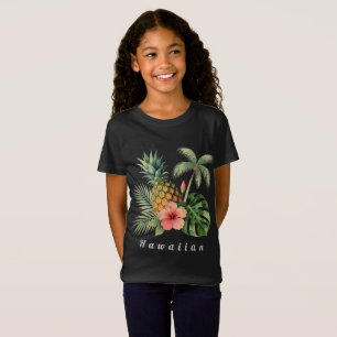 Floral Hawaii Pineapple & Hibiscus Summer Name T-Shirt
