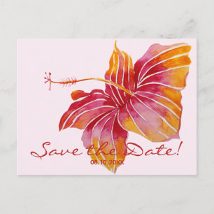 Floral Hawaiian Save the Date Wedding Postcard
