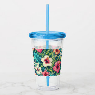 Floral Hawaiian/tropical Acrylic Tumbler