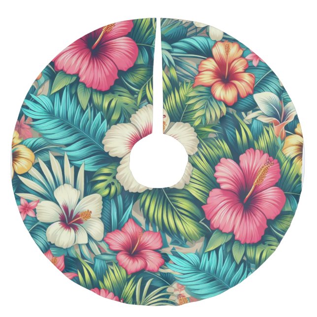 Floral Hawaiian/tropical Brushed Polyester Tree Skirt (Front)