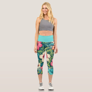 Floral Hawaiian/tropical Capri Leggings