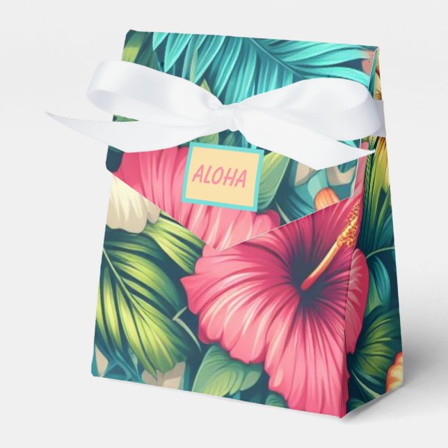 Floral Hawaiian/tropical Favour Box (Front Side)