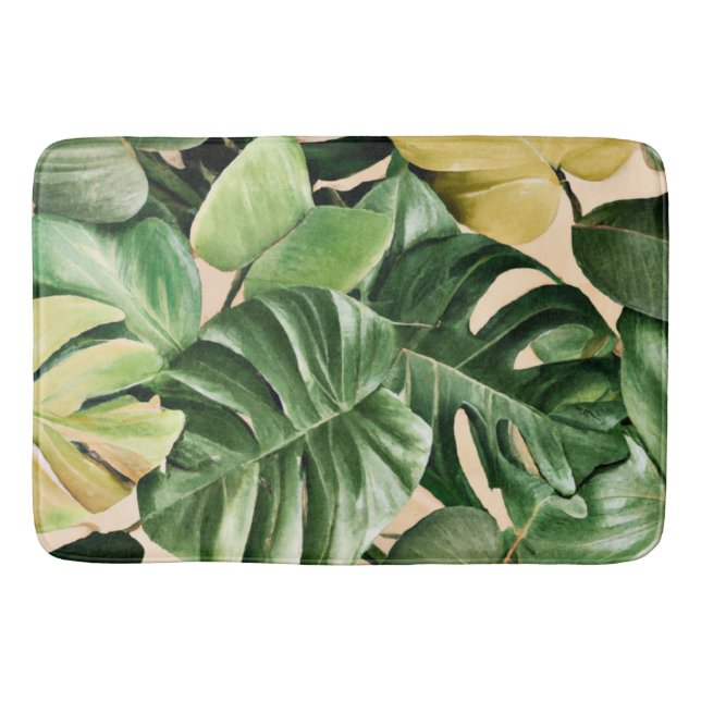Floral/Hawaiian/Tropical leaf Bath Mat (Front)