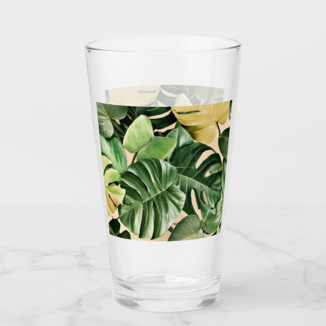 Floral/Hawaiian/Tropical leaf Glass (Front)