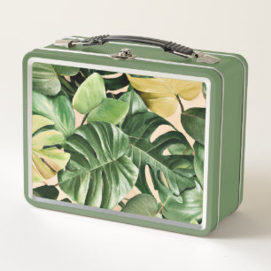 Floral/Hawaiian/Tropical leaf Metal Lunch Box