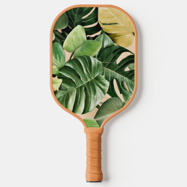 Floral/Hawaiian/Tropical leaf Pickleball Paddle (Front)