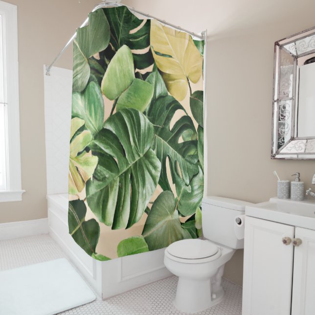 Floral/Hawaiian/Tropical leaf Shower Curtain (In Situ)
