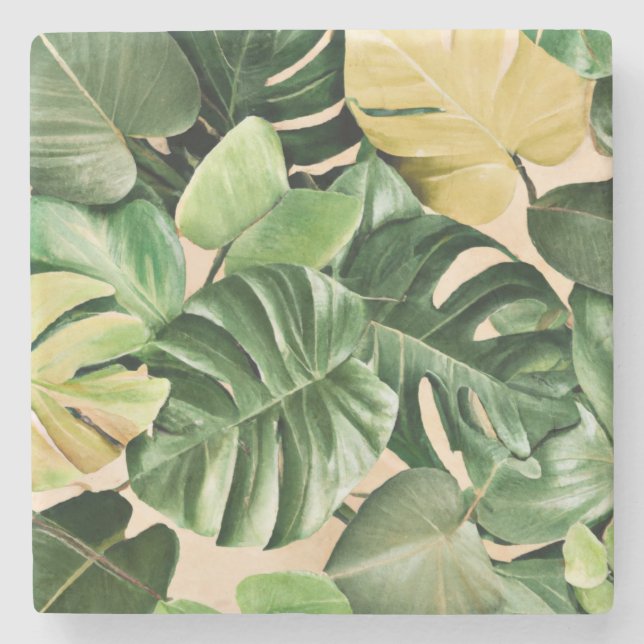 Floral/Hawaiian/Tropical leaf Stone Coaster (Front)