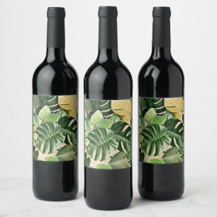 Floral/Hawaiian/Tropical leaf Wine Label