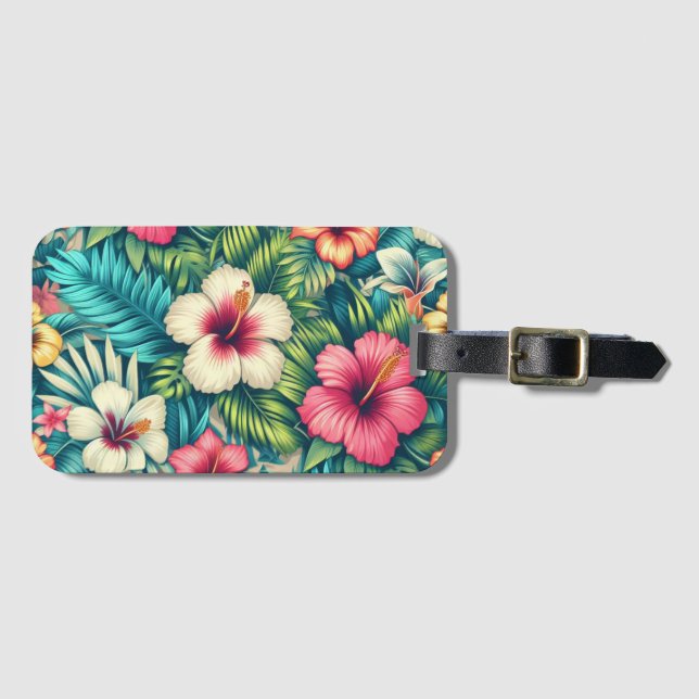Floral Hawaiian/tropical Luggage Tag (Front Horizontal)