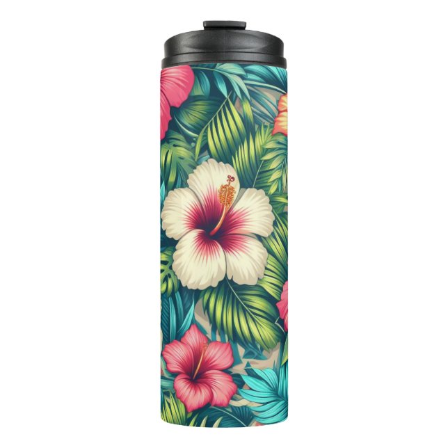 Floral Hawaiian/tropical Thermal Tumbler (Front)