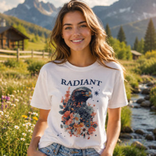 Floral Hawk Radiant Typography T-Shirt