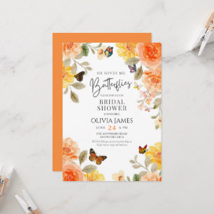 Floral he gives me butterflies bridal shower  invitation