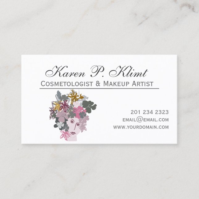 Floral Head Spring-Maid  Makeup Artist Appointment Card (Front)