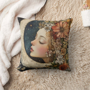 Floral Headdress & Crescent Moon 2 Cushion