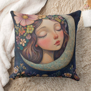 Floral Headdress & Crescent Moon Cushion