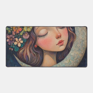 Floral Headdress & Crescent Moon Desk Mat