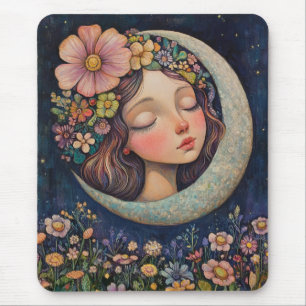 Floral Headdress & Crescent Moon Mouse Mat