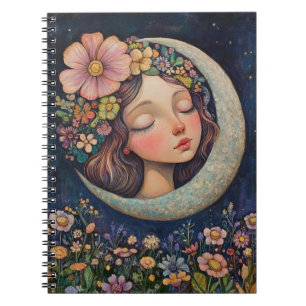 Floral Headdress & Crescent Moon Notebook