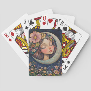 Floral Headdress & Crescent Moon Playing Cards