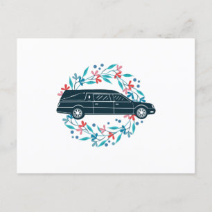 Floral Hearse Car Postcard