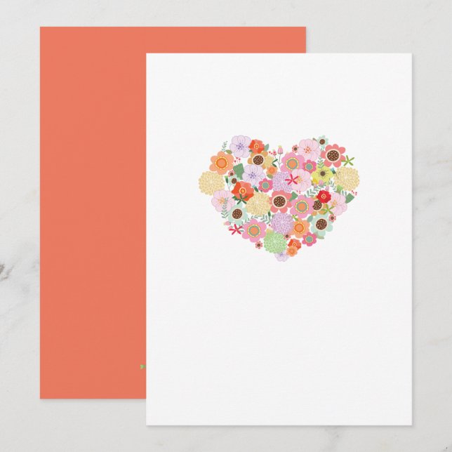 Floral Heart Art Love Colourful All Season Card (Front/Back)