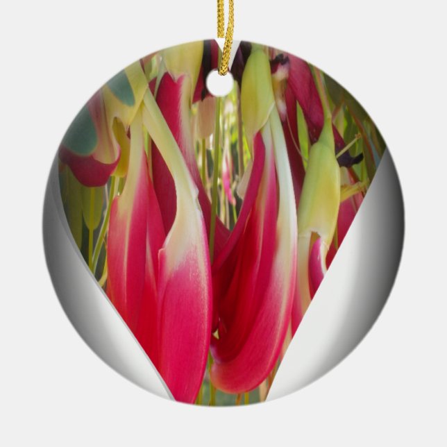 Floral Heart Art Print Ceramic Tree Decoration (Front)